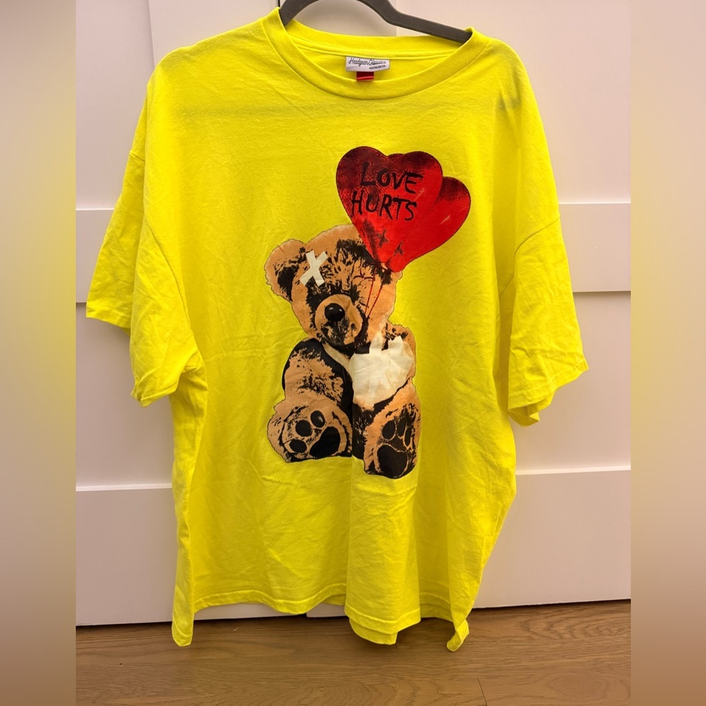 Nostalgia Yellow Tee with Bear and Heart Design